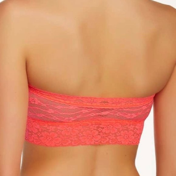 NWT Free People Scalloped Lace Bandeau in Pink Lemon - Picture 2 of 6